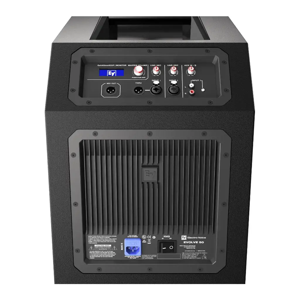 Electro Voice Powered Subwoofer Black W/ 8 Channel Mixer Quicksmart Dsp & Bluetooth 1000W Class D Amp 1