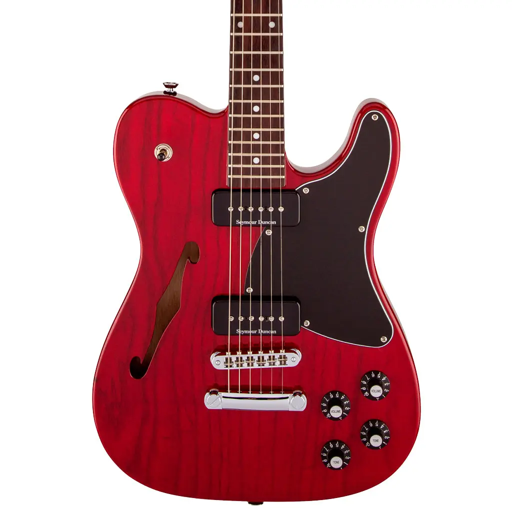 Fender Jim Adkins Ja-90 Thinline Telecaster - Crimson Red Transparent 1