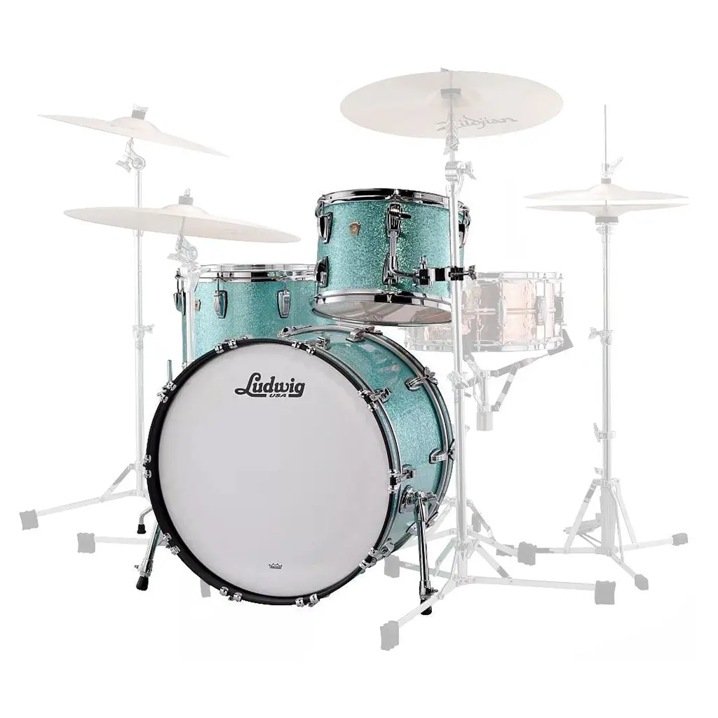 Ludwig Classic Maple 22" Fab 3-Piece Shell Pack - Turquoise Glitter 1
