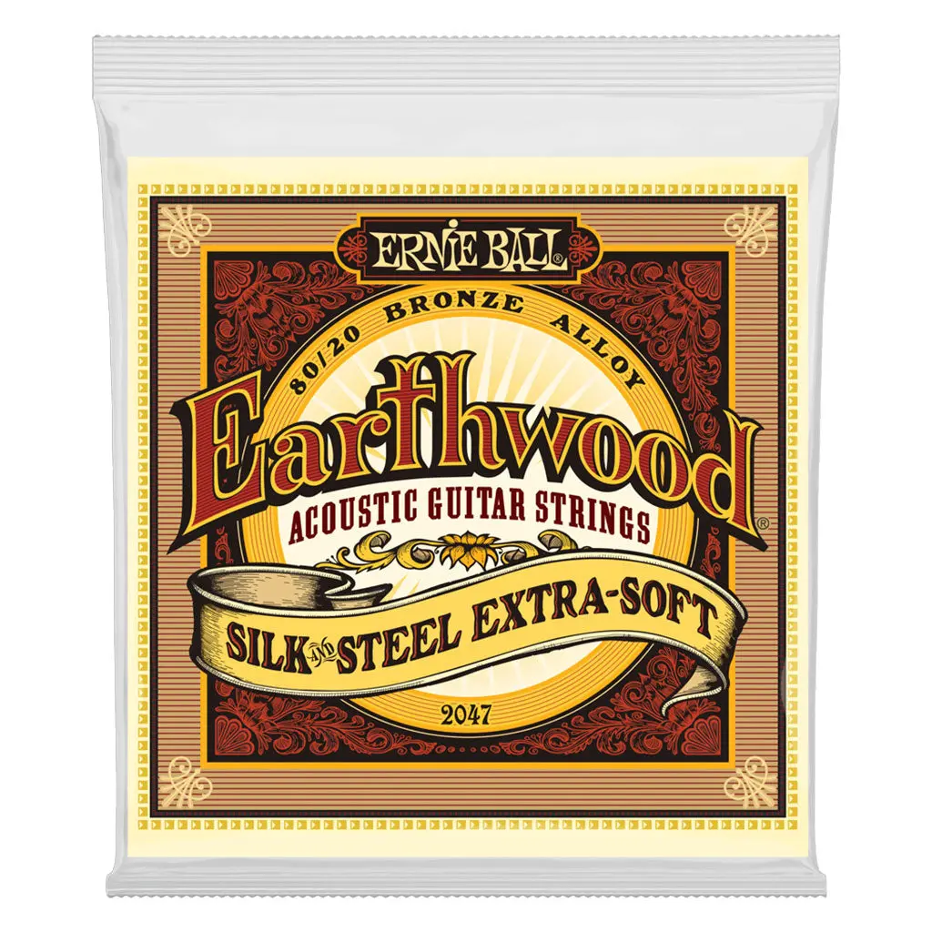 Ernie Ball Earthwood Silk And Steel Extra Soft 80/20 Bronze Acoustic Guitar String, 10-50 Gauge 1