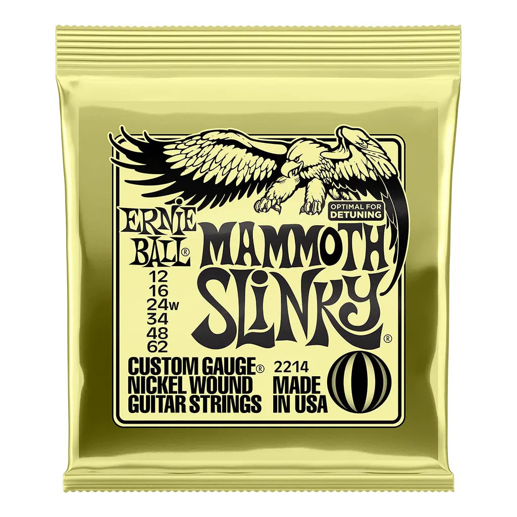 Ernie Ball Mammoth Slinky Nickel Wound Electric Guitar Strings, 12-62 Gauge 1