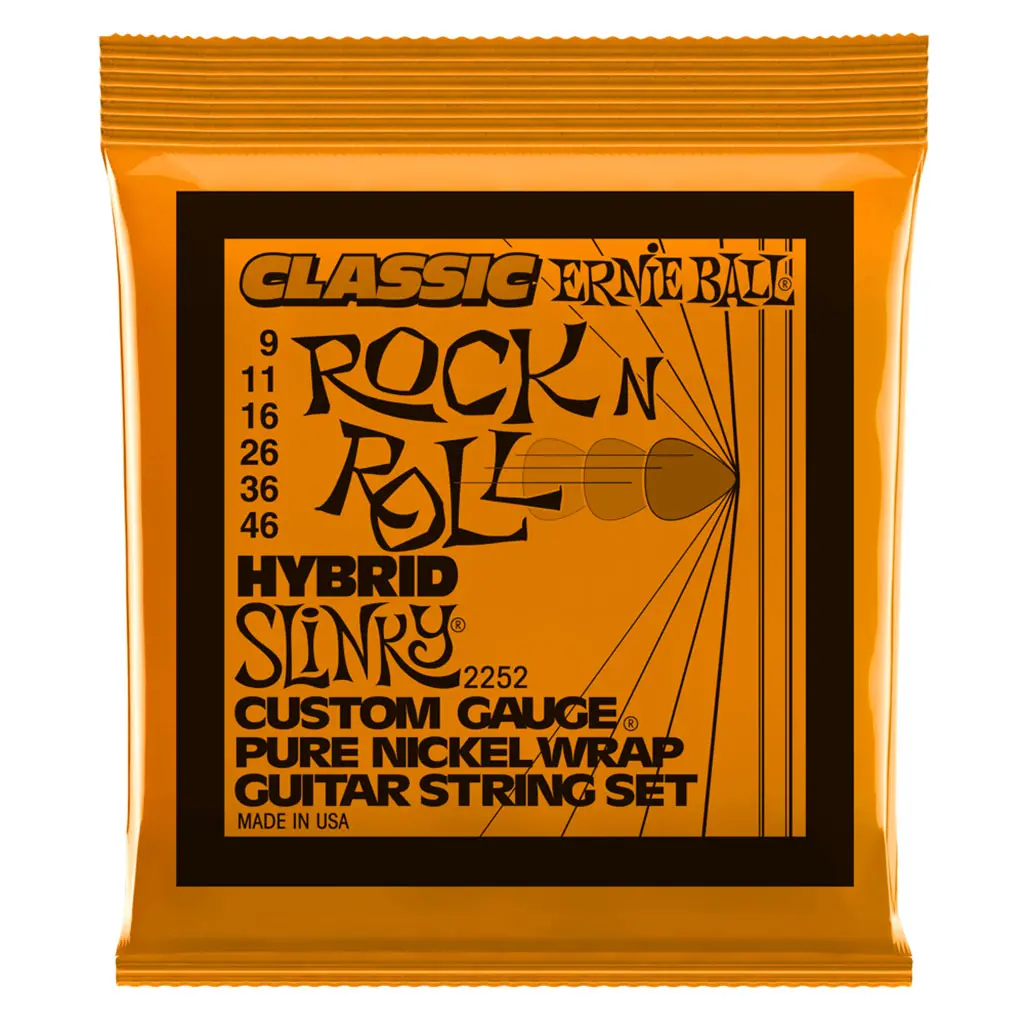Ernie Ball Hybrid Slinky Classic Rock N Roll Pure Nickel Wrap Electric Guitar Strings, 9-46 Gauge 1