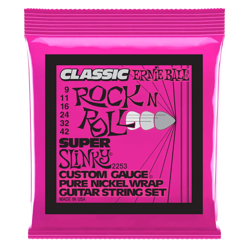 Ernie Ball Super Slinky Classic Rock N Roll Pure Nickel Wrap Electric Guitar Strings - 9-42 Gauge 1