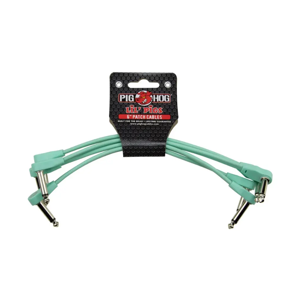 Pig Hog Lil Pigs Low Profile Patch Cable - Seafoam Green, 6-Inches 4-Pack 1