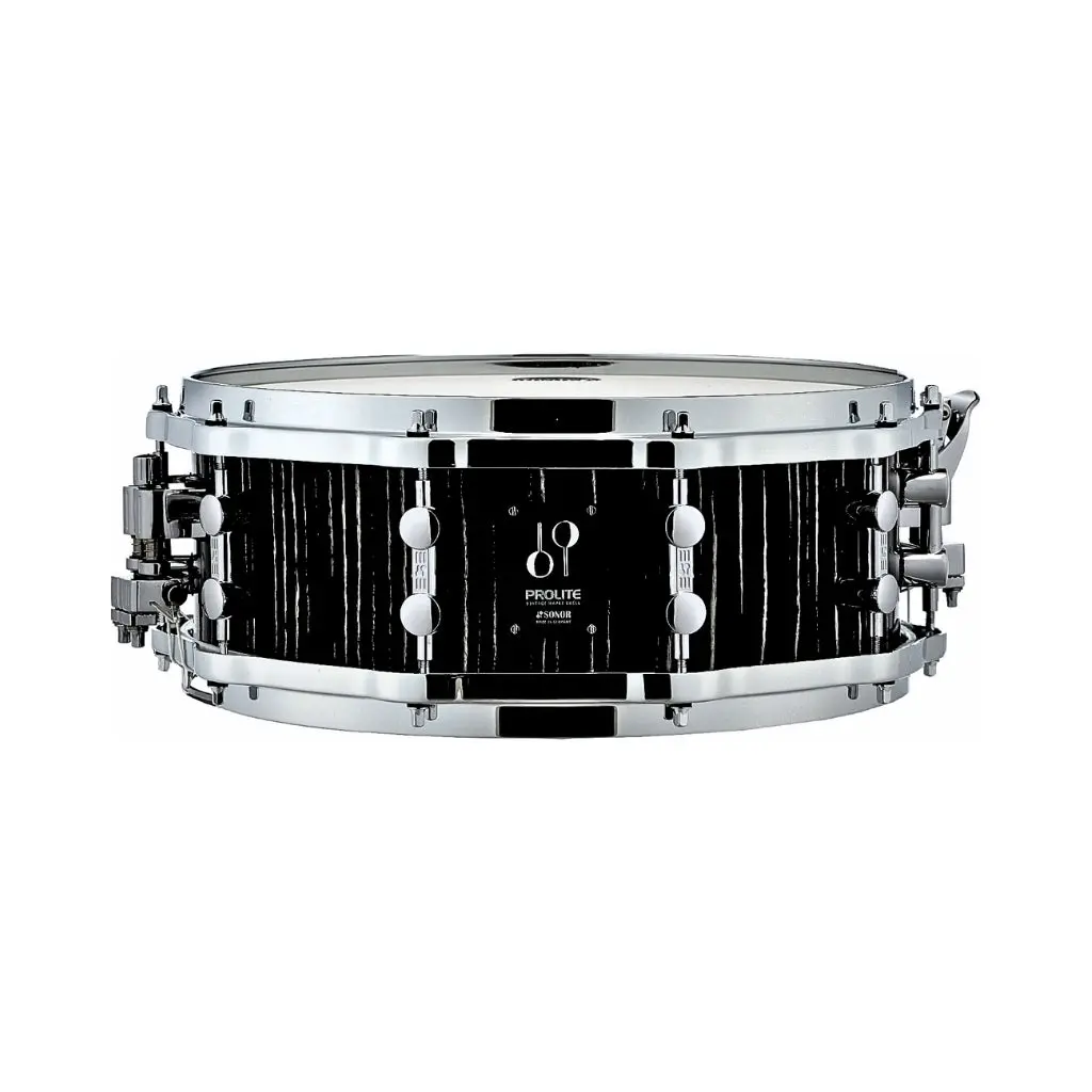 Sonor Prolite 14"X5" Snare Drum W/Die Cast Hoops - Ebony White Stripes 1