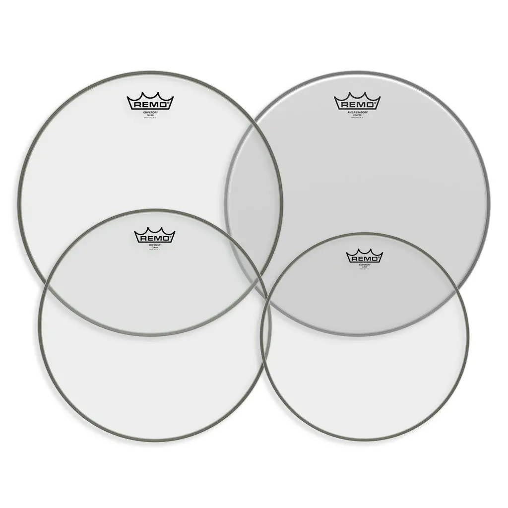Remo Pro Pack Emperor Clear 10" 12" 14" Free 14'' Ambassador Coated 1