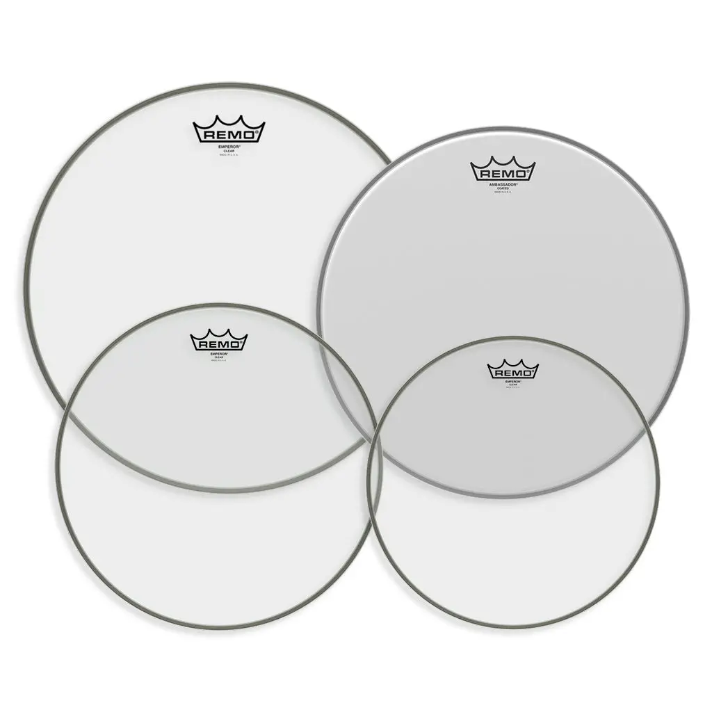 Remo Pro Pack Emperor Clear 10" 12" 16" Free 14'' Ambassador Coated 1