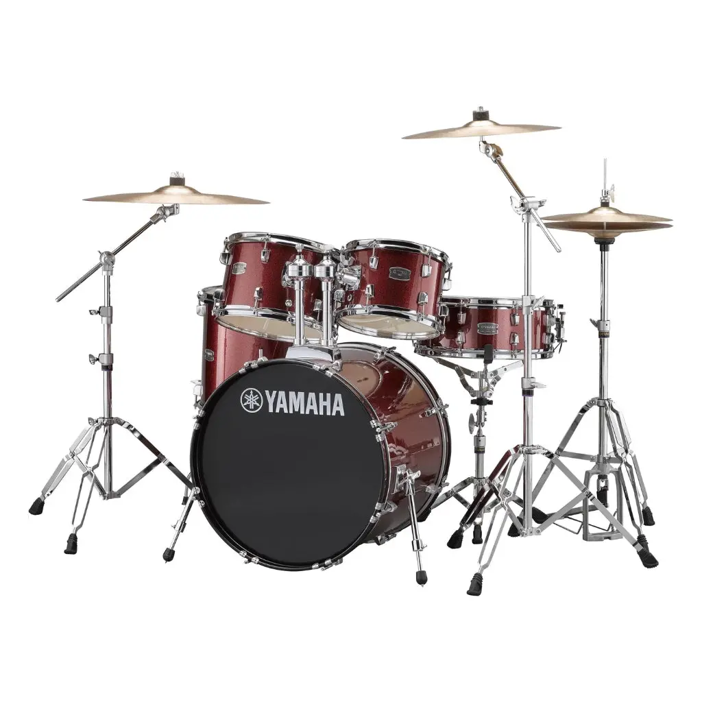 Yamaha Rydeen Fusion Size 5-Piece Complete Drum Set With Hardware And Cymbals - Burgundy Glitter 1