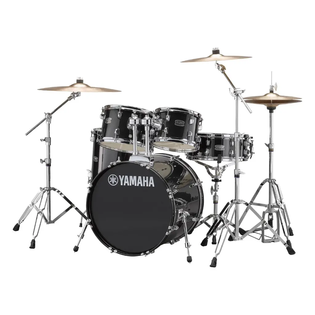 Yamaha Rydeen Fusion Size 5-Piece Complete Drum Set With Hardware And Cymbals - Black Glitter 1