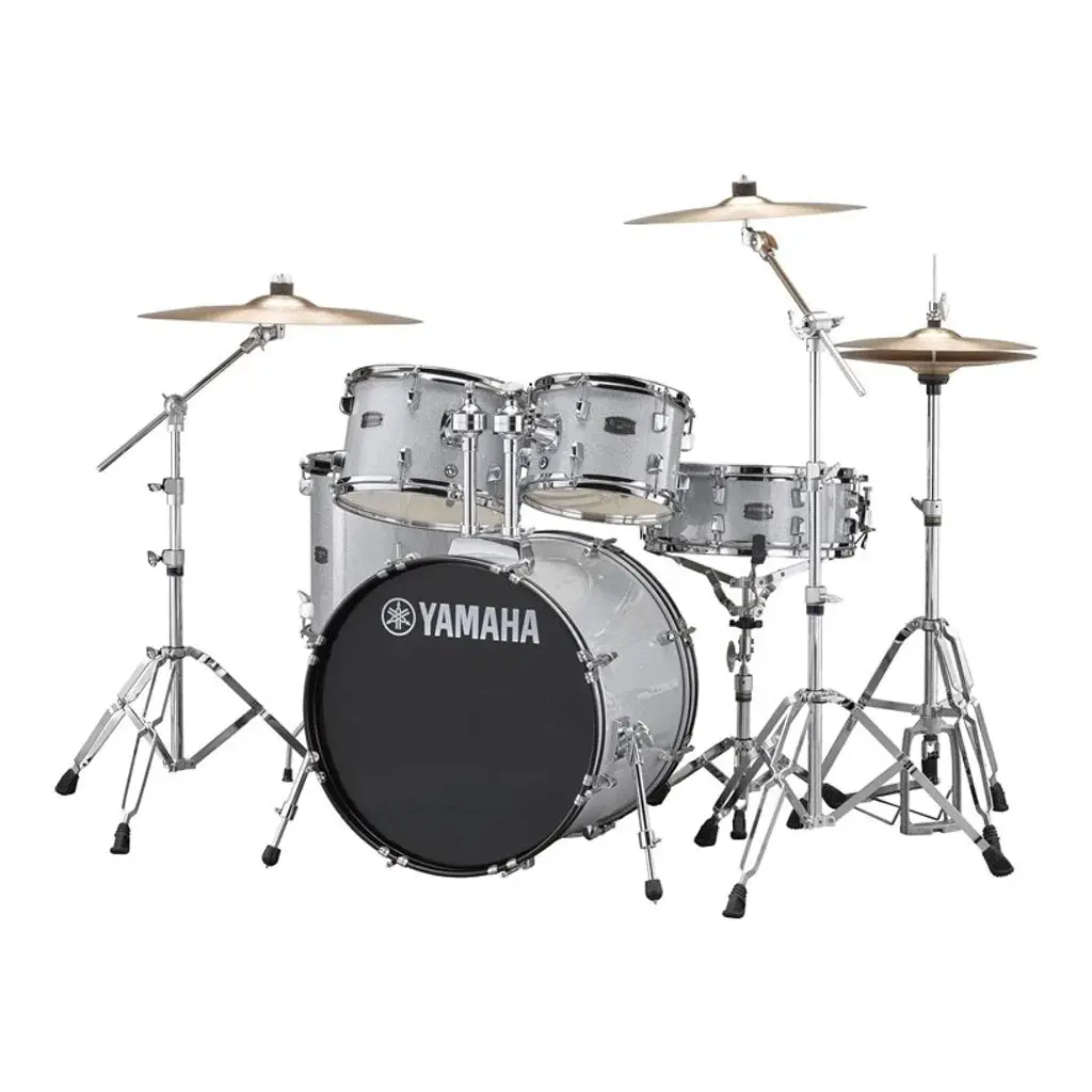 Yamaha Rydeen Fusion Size 5-Piece Complete Drum Set With Hardware And Cymbals - Silver Glitter 1