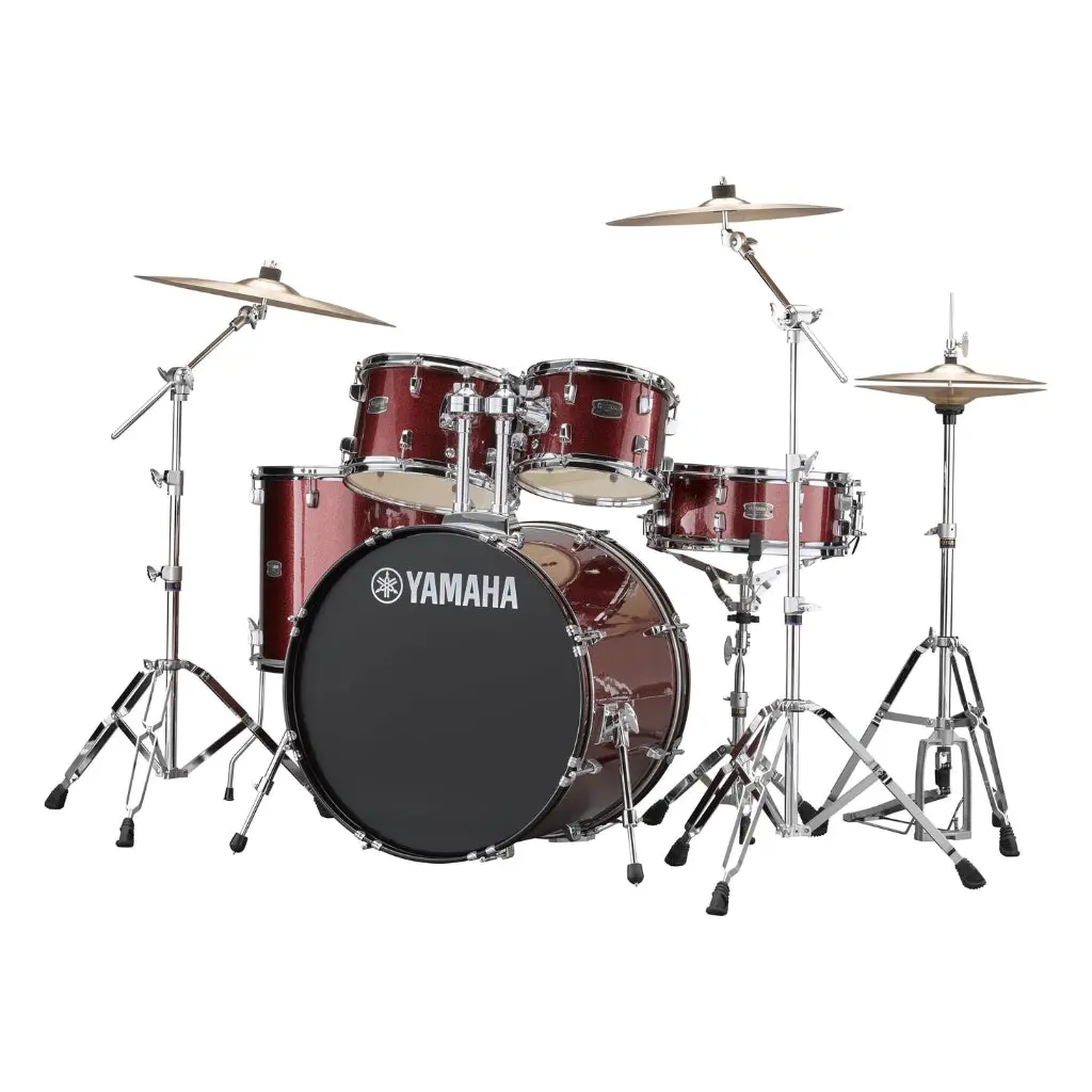 Yamaha Rydeen Euro Size 5-Piece Complete Drum Set With Hardware And Cymbals - Burgundy Glitter 1
