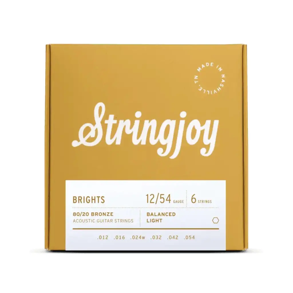 Stringjoy Brights Bronze Acoustic Guitar Strings - Light Gauge (.012 - .054) 1