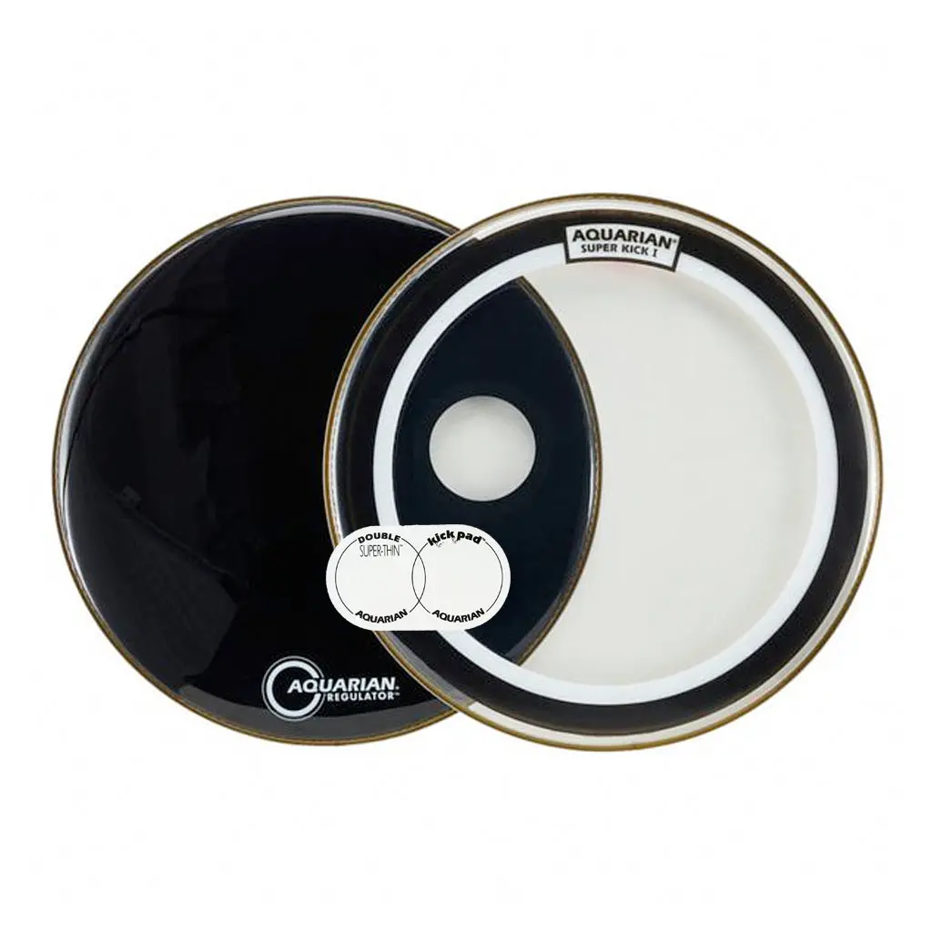 Aquarian Skp22bk 22" Super Kick 1 W/Black Regulator Front Head 1
