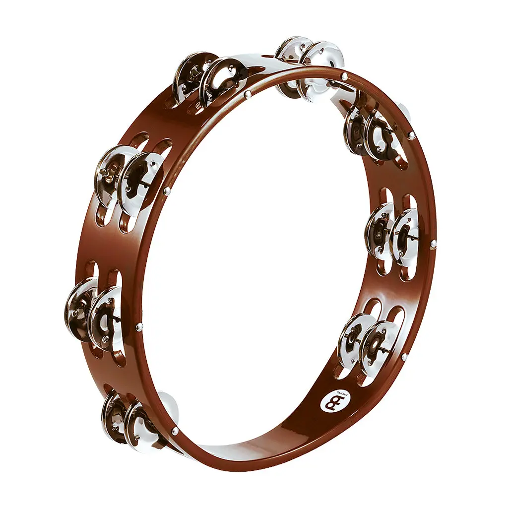 Meinl Traditional Wood Tambourine, Steel Jingles: 2 Rows, African Brown 1