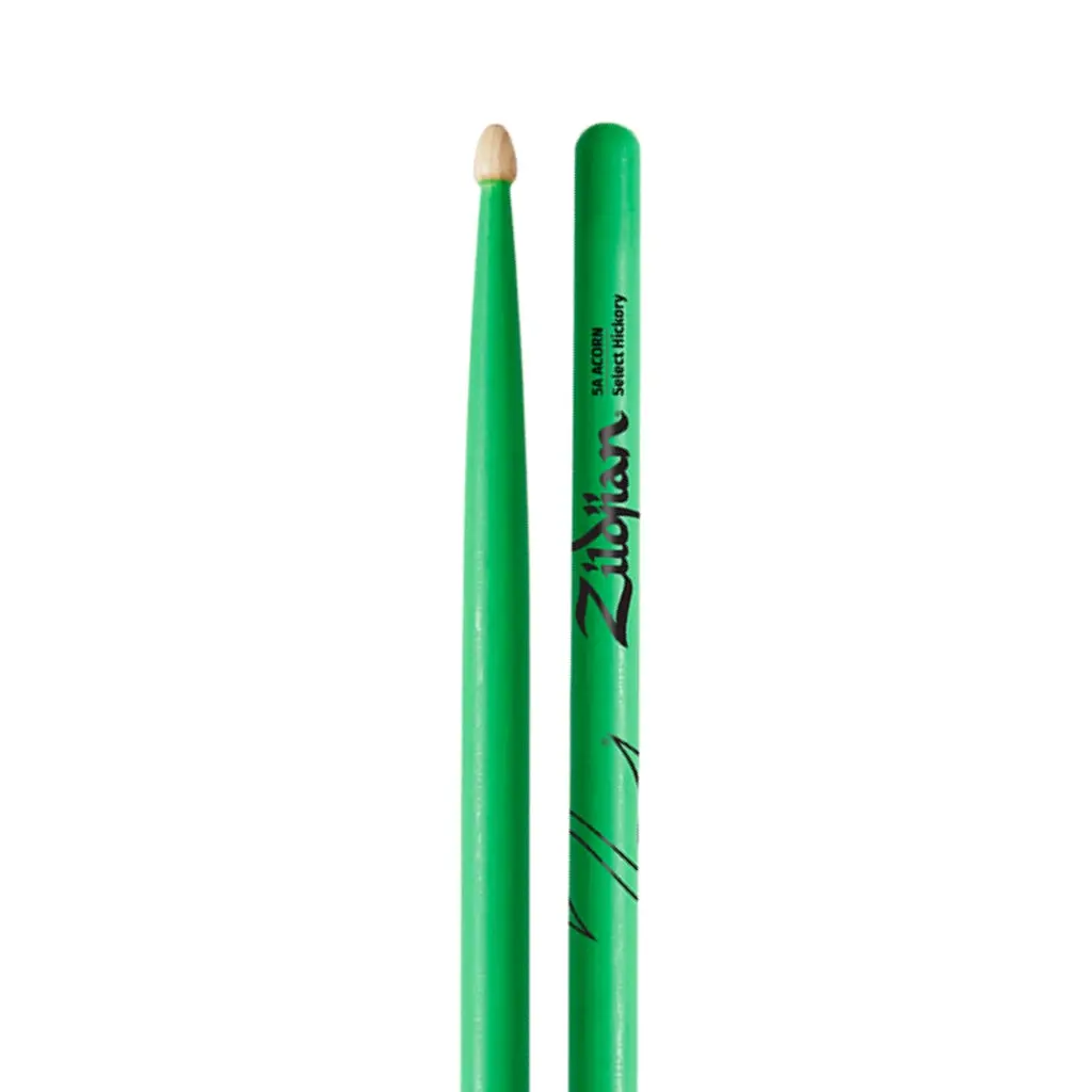 Zildjian 5A Acorn Wood - Neon Green 1