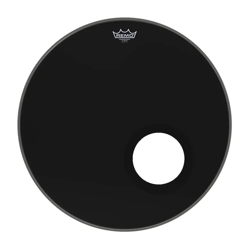 Remo 22" Powerstroke 3 Ebony With Pre Cut Hole And Dynamo 1
