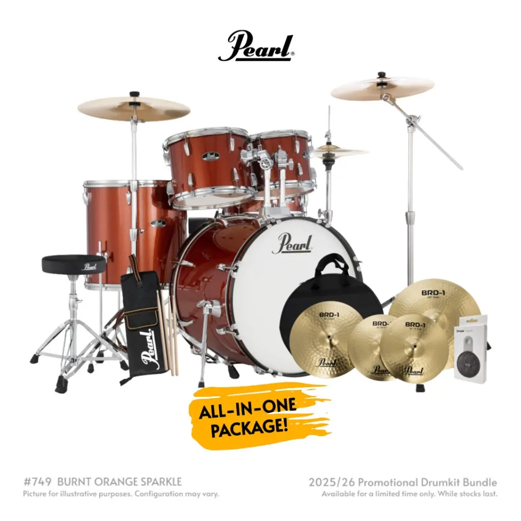 Pearl Roadshow-Plus 5Pc 22" Drum Package With Pearl Cymbals - Burnt Orange Sparkle 1