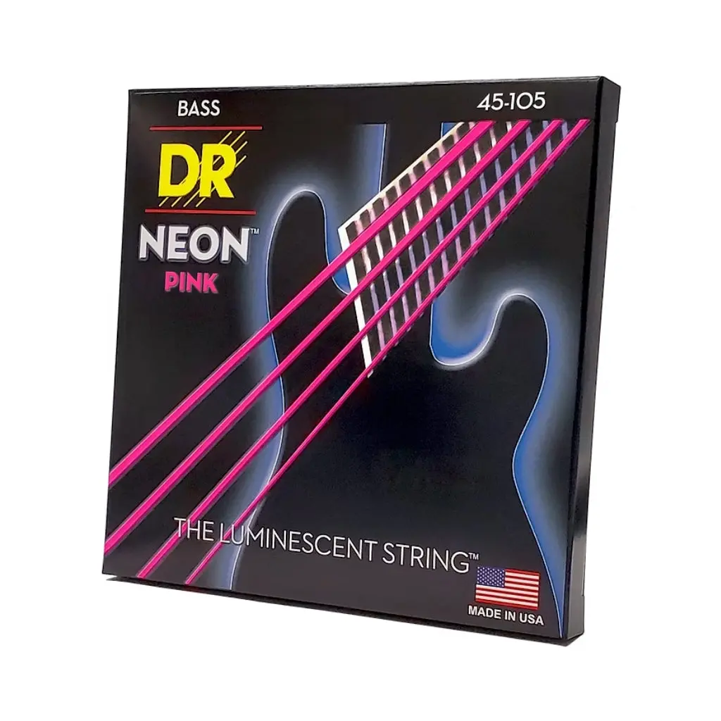 Dr Strings Hi-Def Neon Purple K3 Coated Bass Guitar Strings - Medium 45-105 1
