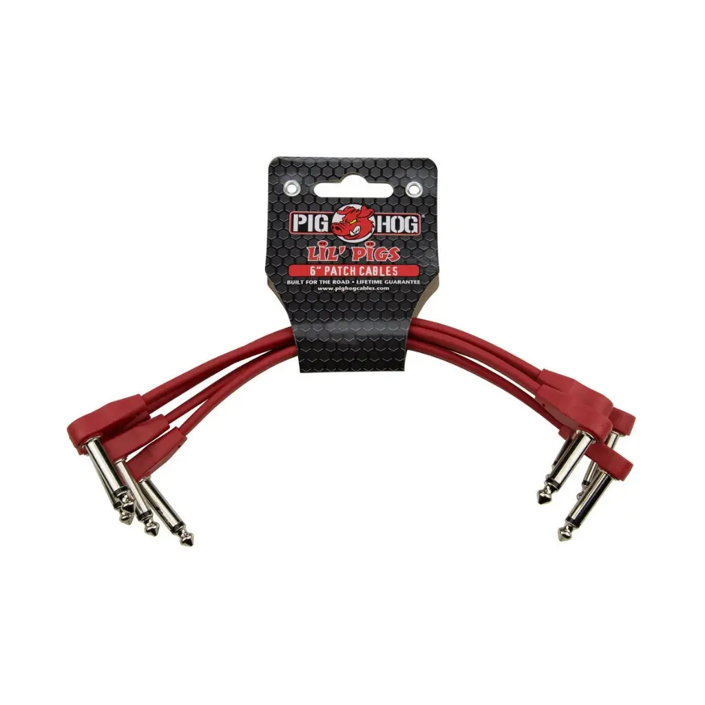 Pig Hog Lil Pigs Low Profile Patch Cable - Candy Apple Red, 6-Inches 4-Pack 1