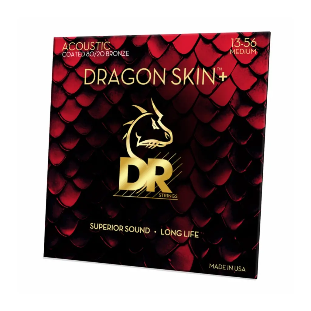 Dr Strings Dragon Skin+ 80/20 Bronze Acoustic Guitar String - Medium 13-56 1