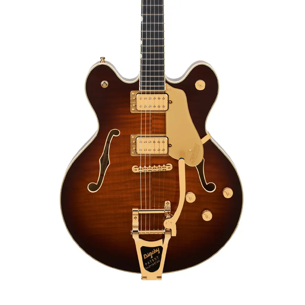 Gretsch Broadkaster Lx Figured Center Block W/String-Thru Bigsby & Gold Hardware Ebony Fingerboard - Havana Burst 1