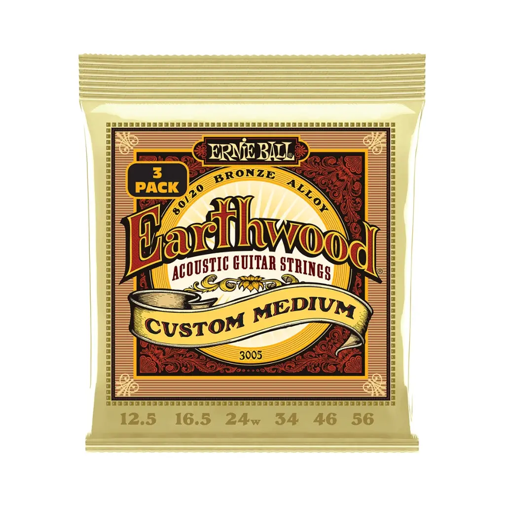 Ernie Ball Earthwood Custom Medium 8020 Bronze 12.5-56 Acoustic Guitar Strings - 3 Pack 1