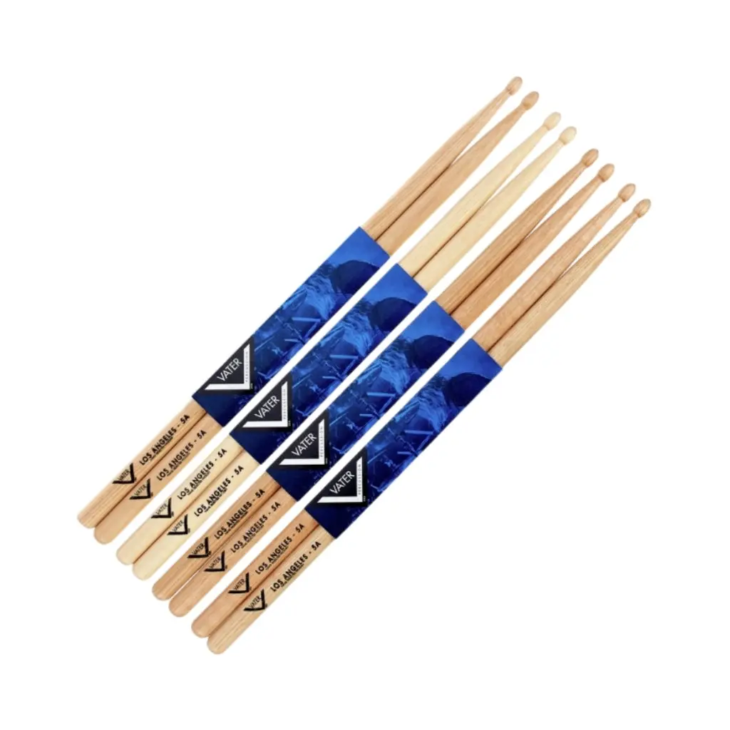 Vater Vsp5aw American Hickory Drumsticks - Los Angeles 5A, 4-Pack 1
