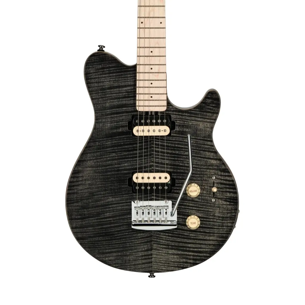 Sterling Sub Axis Ax3fm Flamed Maple Top Electric Guitar - Trans Black 1