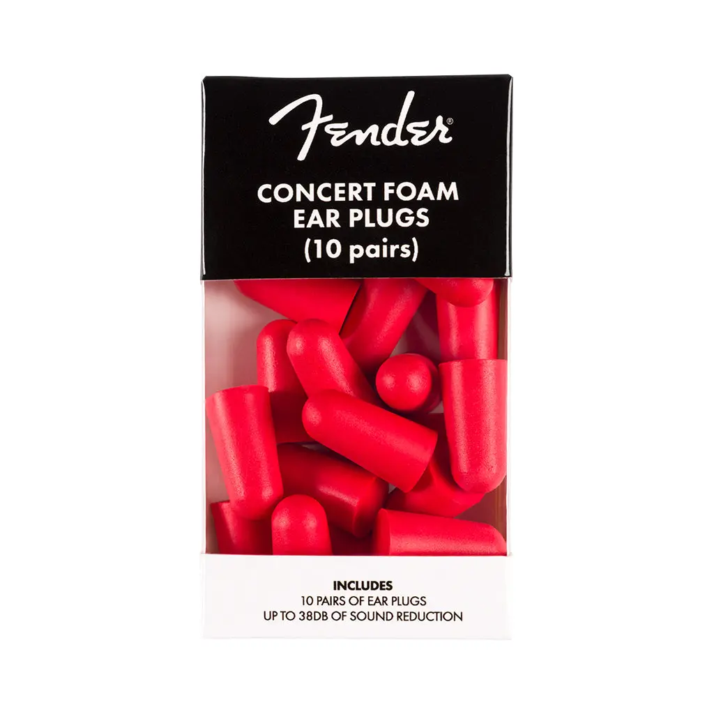 Fender Red Concert Foam Ear Plugs - 10 Pairs 1