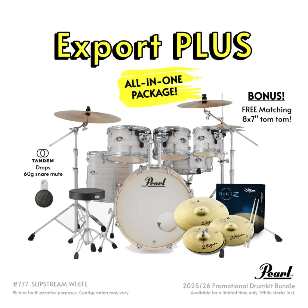 Pearl Export Plus 5Pc 20" Fusion Drum Kit - Slipstream White 1