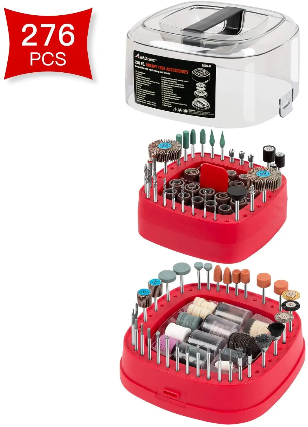 Avid Power 276 Pcs Rotary Tool Accessories Kit, Universal Fitment For Easy Cutting, Grinding, Sanding, Sharpening, Carving And Polishing 1