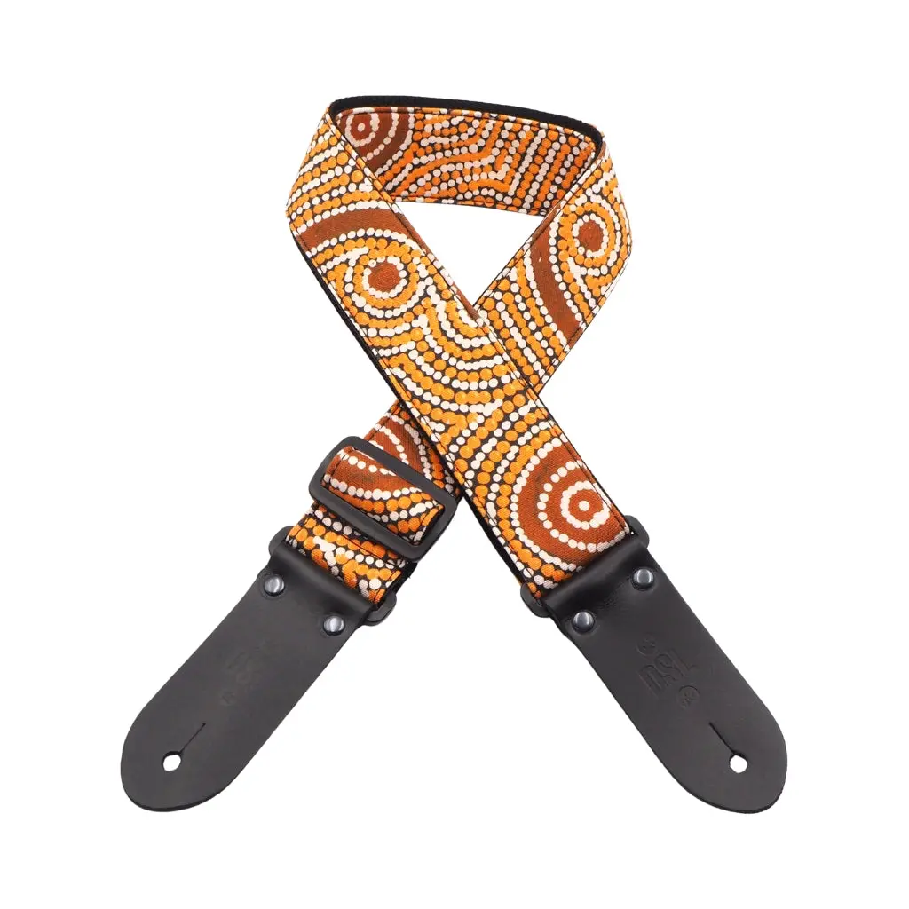Dsl 2" Indigenous Handmade Fabric Guitar Strap - Goanna Dreaming 1