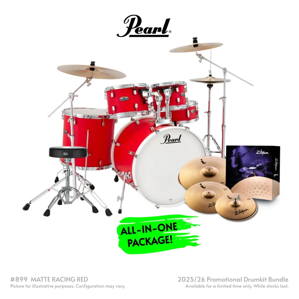 Pearl Decade Maple 5Pc 22" Fusion Increda-Bundle Drum Kit - Matte Racing Red 1