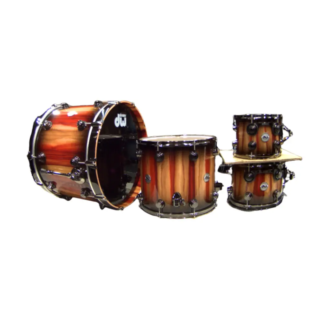 Dw Collector's Series Sonicply W/Exotic Finish 5-Piece Shell Pack - Candy Black Burst Over Vertical Padauk 1
