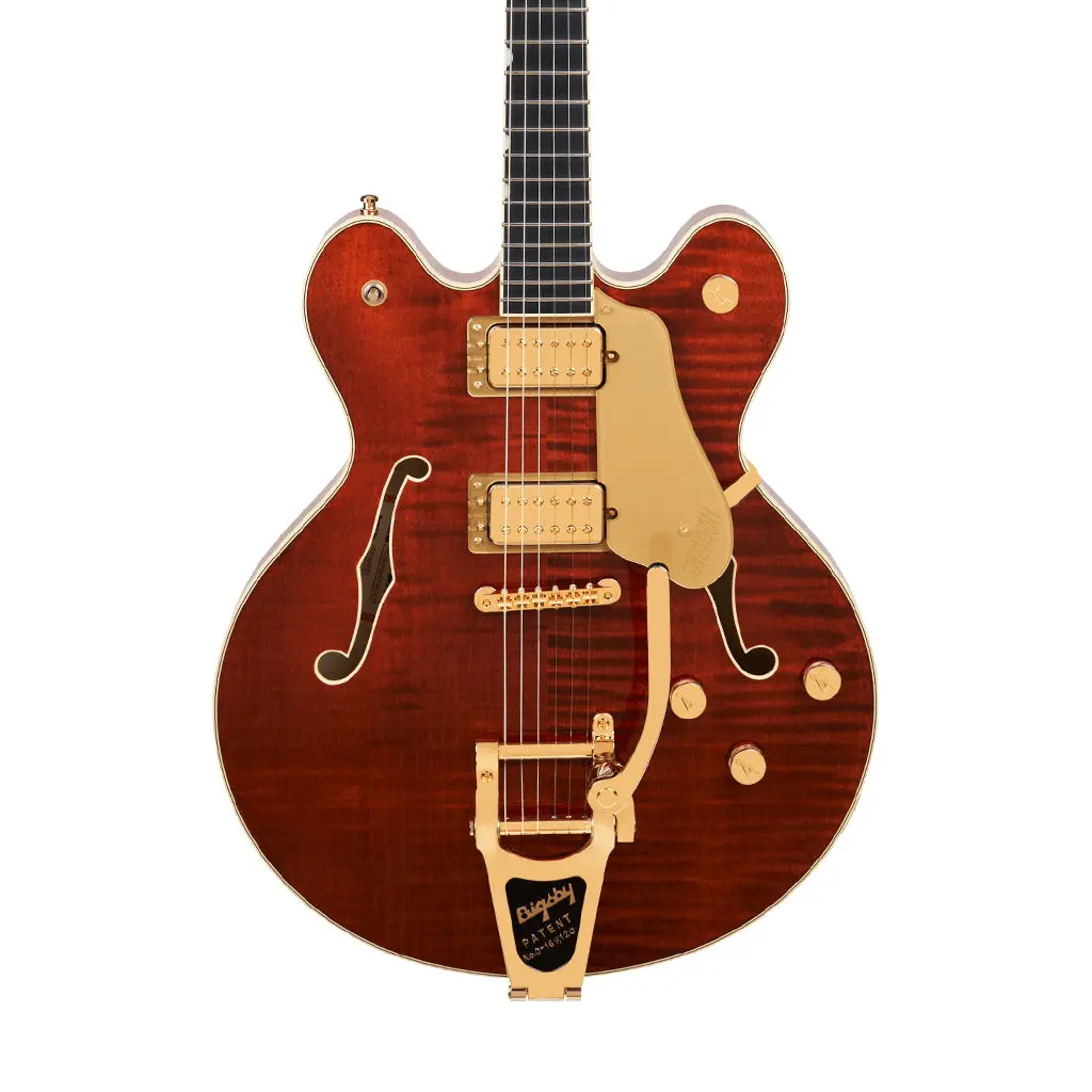 Gretsch Broadkaster Lx Figured Center Block W/String-Thru Bigsby & Gold Hardware Ebony Fingerboard - Bourbon Stain 1