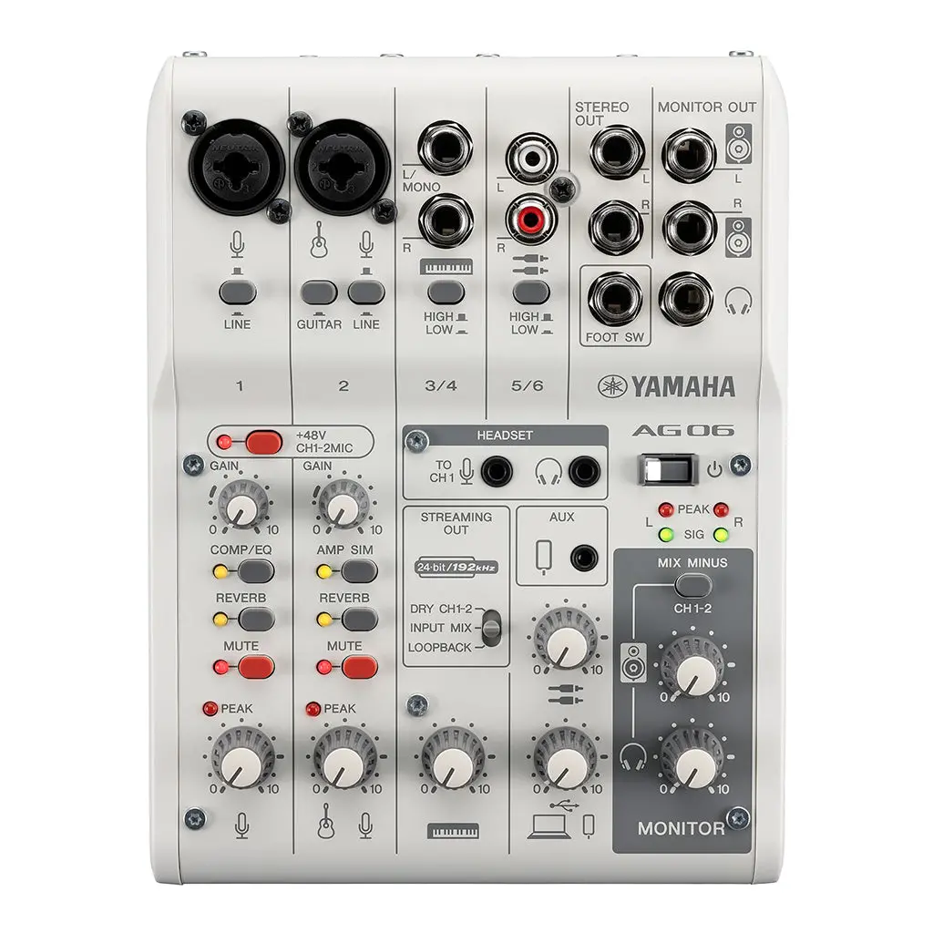 Yamaha Ag06 Mk2 6 Channel Mixer/Interface - White 1