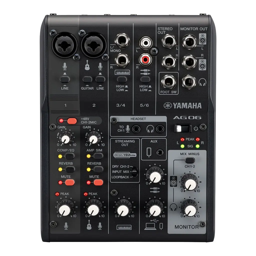 Yamaha Ag06 Mk2 6 Channel Mixer/Interface - Black 1