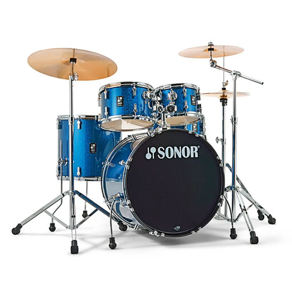 Sonor Aqx Series Stage 5-Piece Kit With 1000 Series Hardware Set & Cymbals - Blue Ocean Sparkle 1