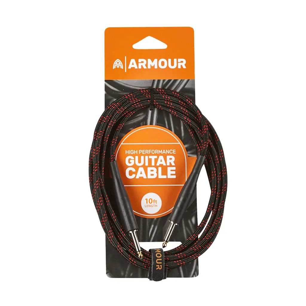 Armour Gw10r Guitar 10 Foot Woven Red Stripe Lead 1