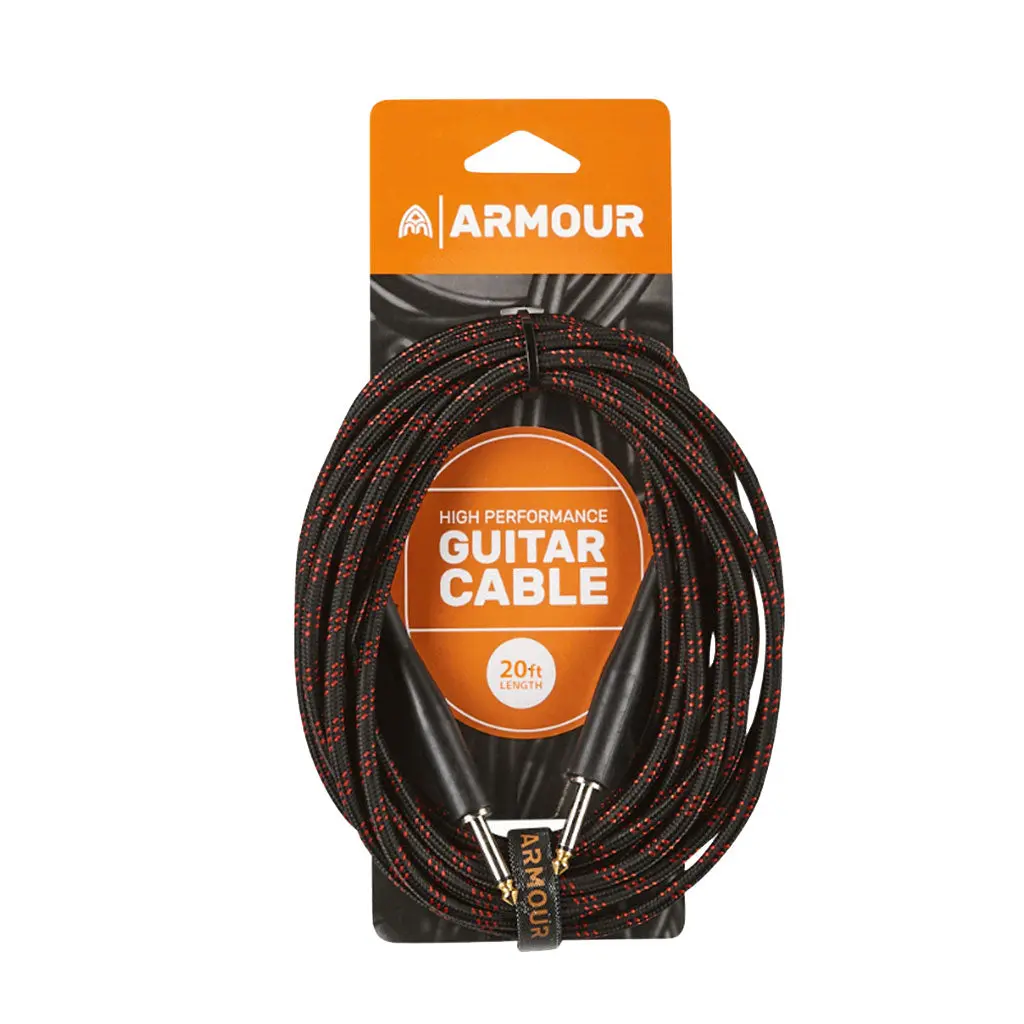 Armour Gw20r Guitar 20 Foot Woven Red Stripe 1