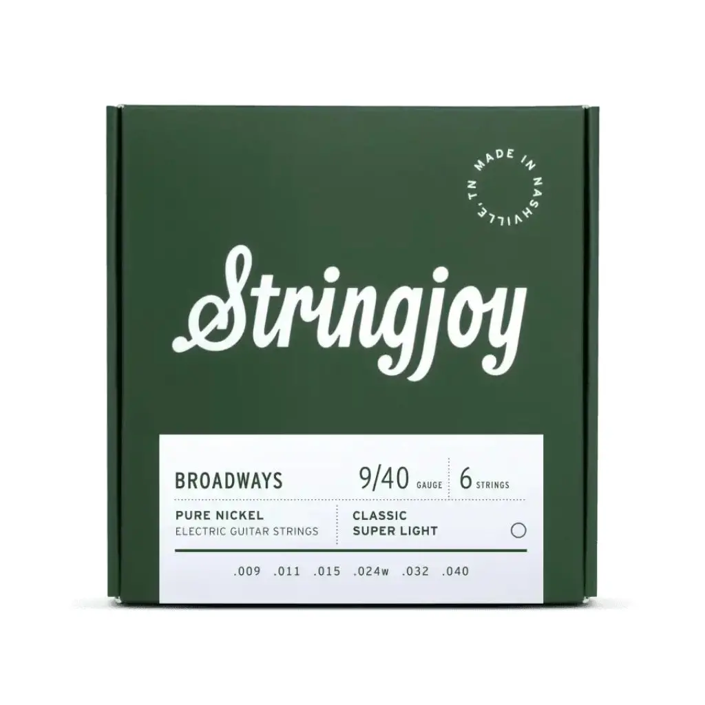 Stringjoy Broadways Classic Pure Nickel Electric Guitar Strings - .009 - .040 Super Light 1