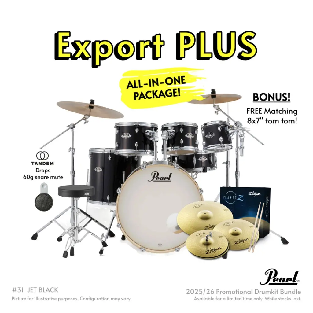 Pearl Export Plus 22" Rock Drum Kit With Zildjian Cymbals - Jet Black 1