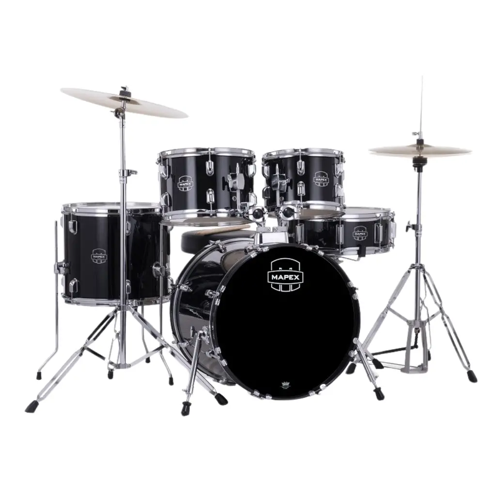 Mapex Comet 5-Piece Rock Complete Drum Kit With Cymbals And Hardware - Dark Black 1