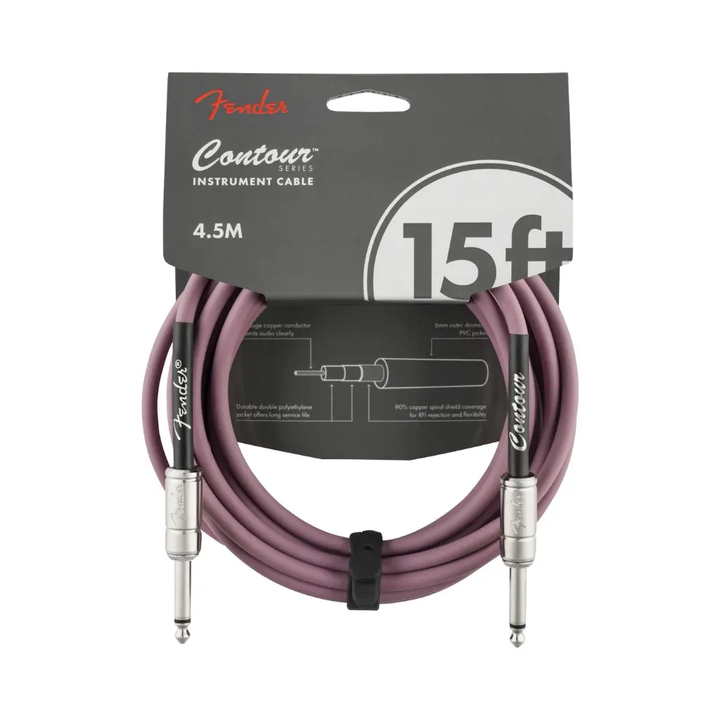 Fender Contour Series Straight To Straight Instrument Cable - 15 Foot Burgundy Mist 1