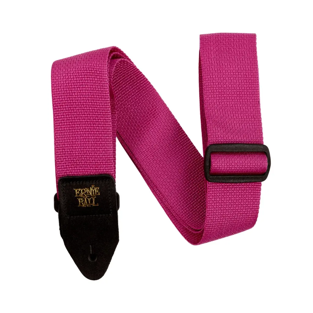 Ernie Ball Polypro Guitar Strap/Bass Strap - Raspberry And Black 1
