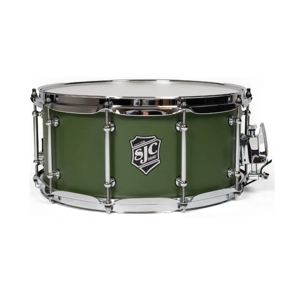 Sjc Custom Drums Navigator Snare Drum - 6.5 Inches X 14 Inches, Deep Olive Green 1