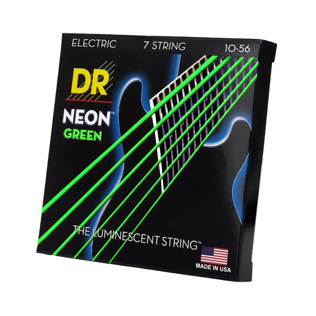 Dr Hi-Def Neon Green K3 Coated Electric Guitar Strings - 7-String Medium 10-56 1