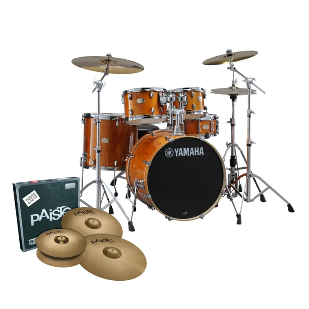 Yamaha Stage Custom Birch Next Stage Fusion Shell Pack With Hardware And Cymbals - Honey Amber 1