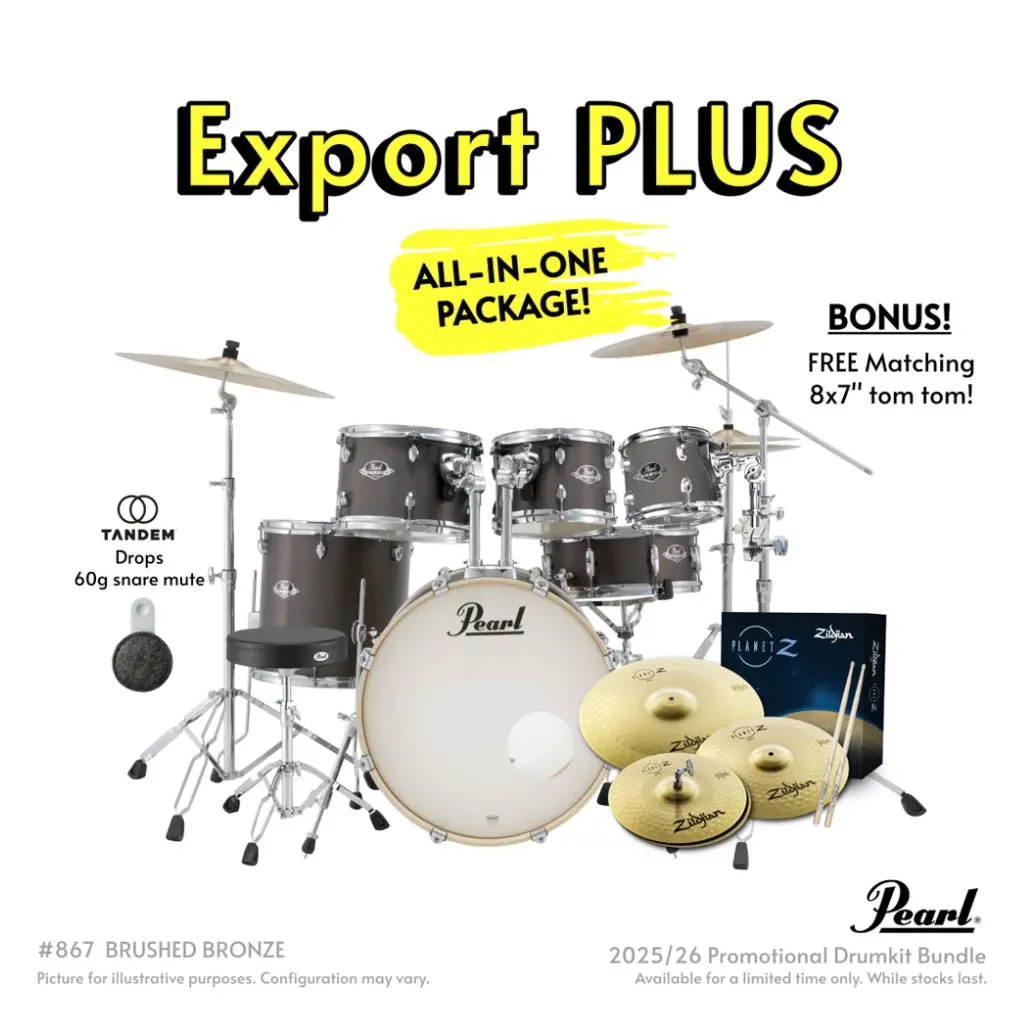 Pearl Export Plus 5Pc 20" Fusion Drum Kit With Zildjian Cymbals - Brushed Bronze 1