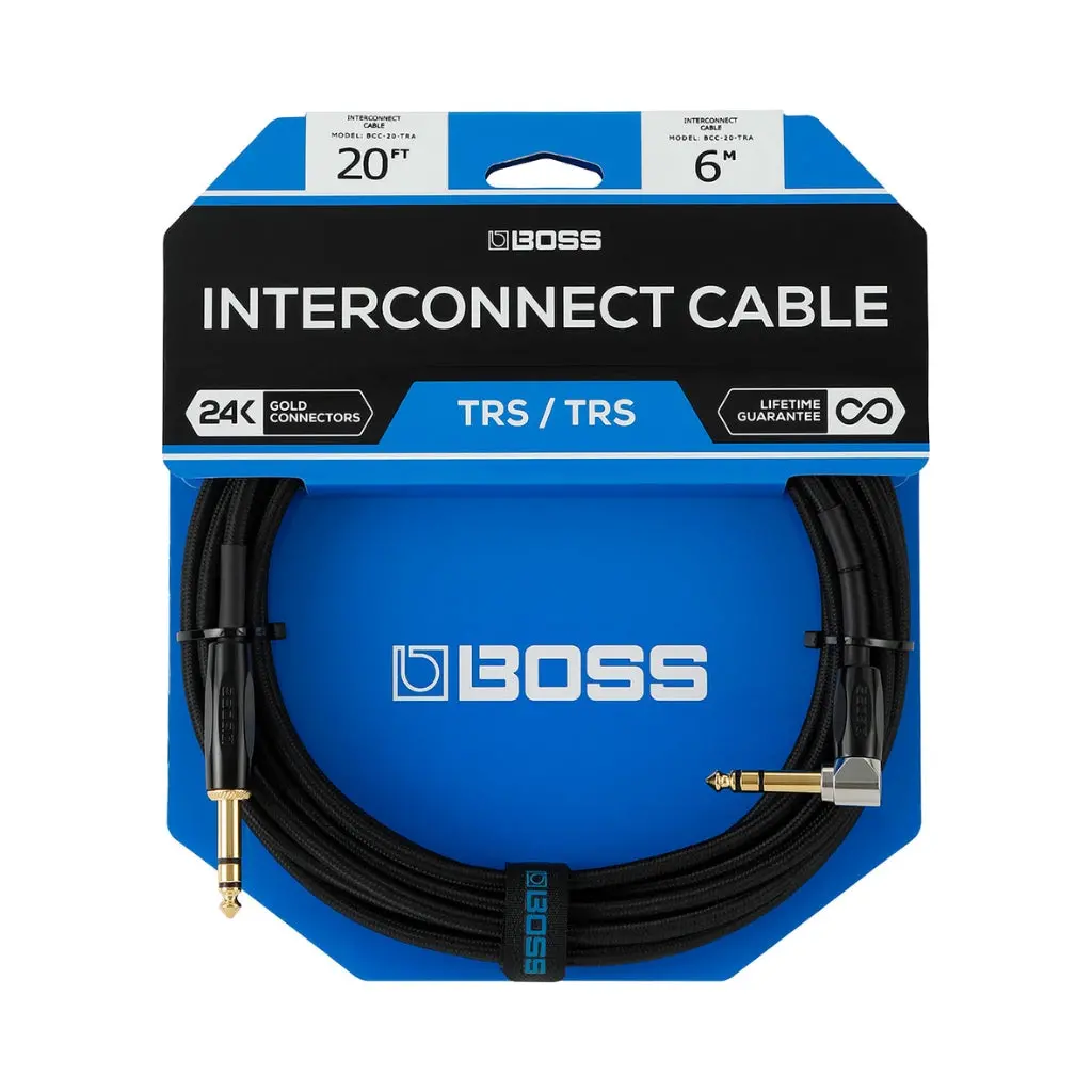 Boss Bcc-3-Tra Straight Trs To Right-Angle 1/4-In Trs Interconnect Cable 3Ft 1